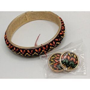 Vintage  Sarah Coventry Bangle Bracelet Earrings Textured 3 Colors Signed
